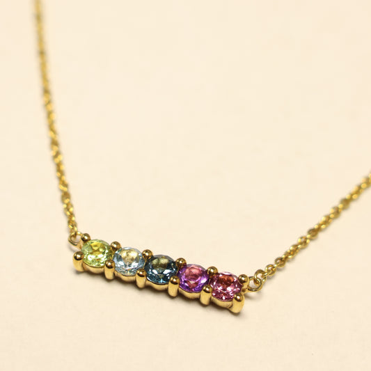 18 karaat geel gouden ketting met tussenstuk met kleurstenen 067293/5K