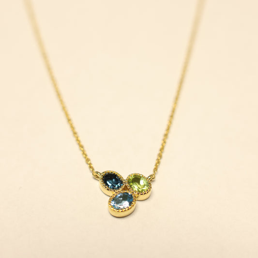18karaat geel gouden ketting met tussenstuk met kleurstenen 067528/3K
