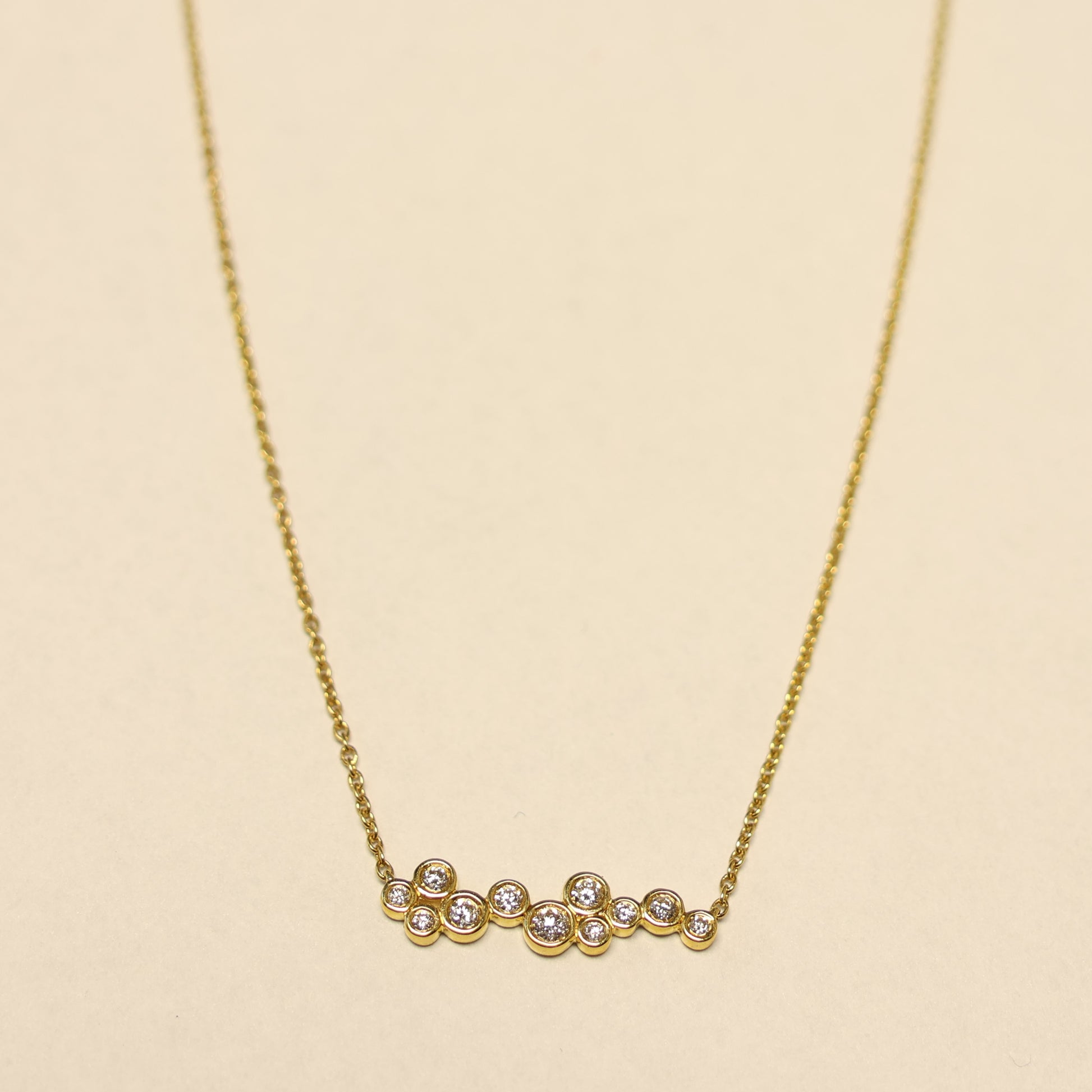 Ketting geel goud met tussenstuk met briljant 064327A