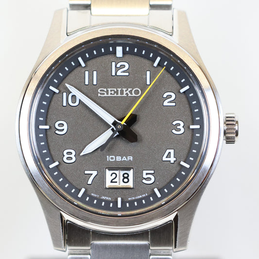 Seiko herenhorloge SUR569P1 quartz black dial Arabische cijfers