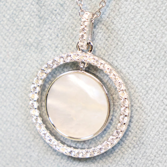 Naiomy silver zilveren ketting met parelmoer hanger N4J59