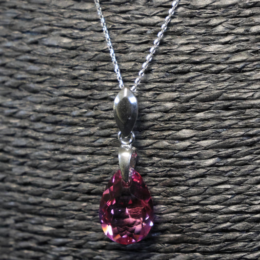 Spark zilveren ketting met Roze kristallen hanger NS643316R