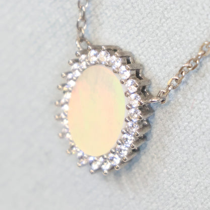 Naiomy silver zilveren ketting met Zirconium en Parelmoer tussenstuk N9H22