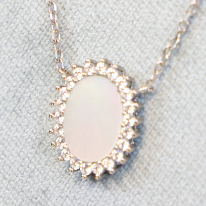 Naiomy silver zilveren ketting met Zirconium en Parelmoer tussenstuk N9H22