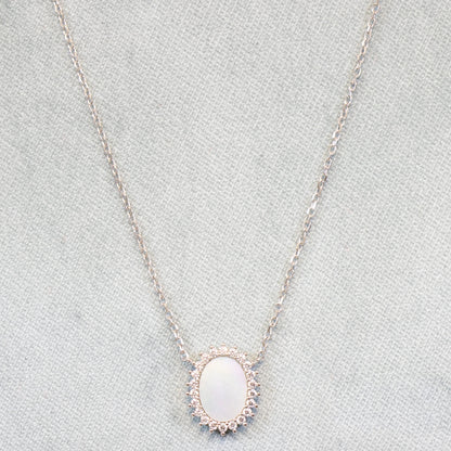 Naiomy silver zilveren ketting met Zirconium en Parelmoer tussenstuk N9H22