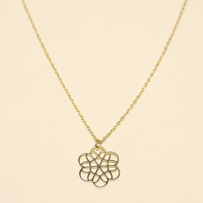 18kt geel gouden ketting met bloemvormige hanger 065669/42
