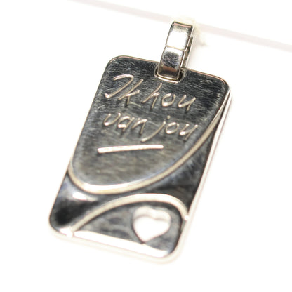 Tresor zilveren hanger "ik hou van jou" plaatje glans B163N