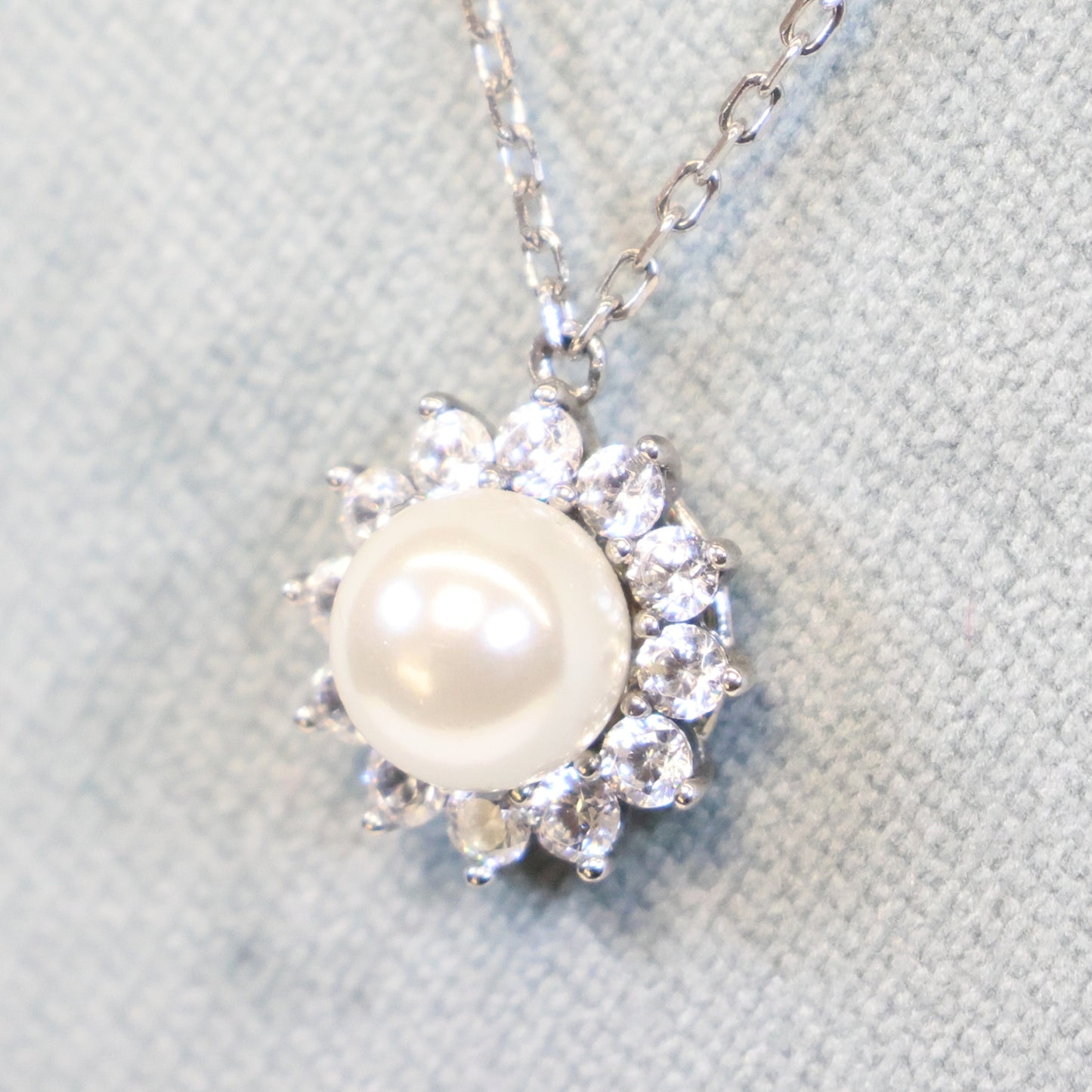 Naiomy silver zilveren ketting met Zirconium en Parel hanger N9H08