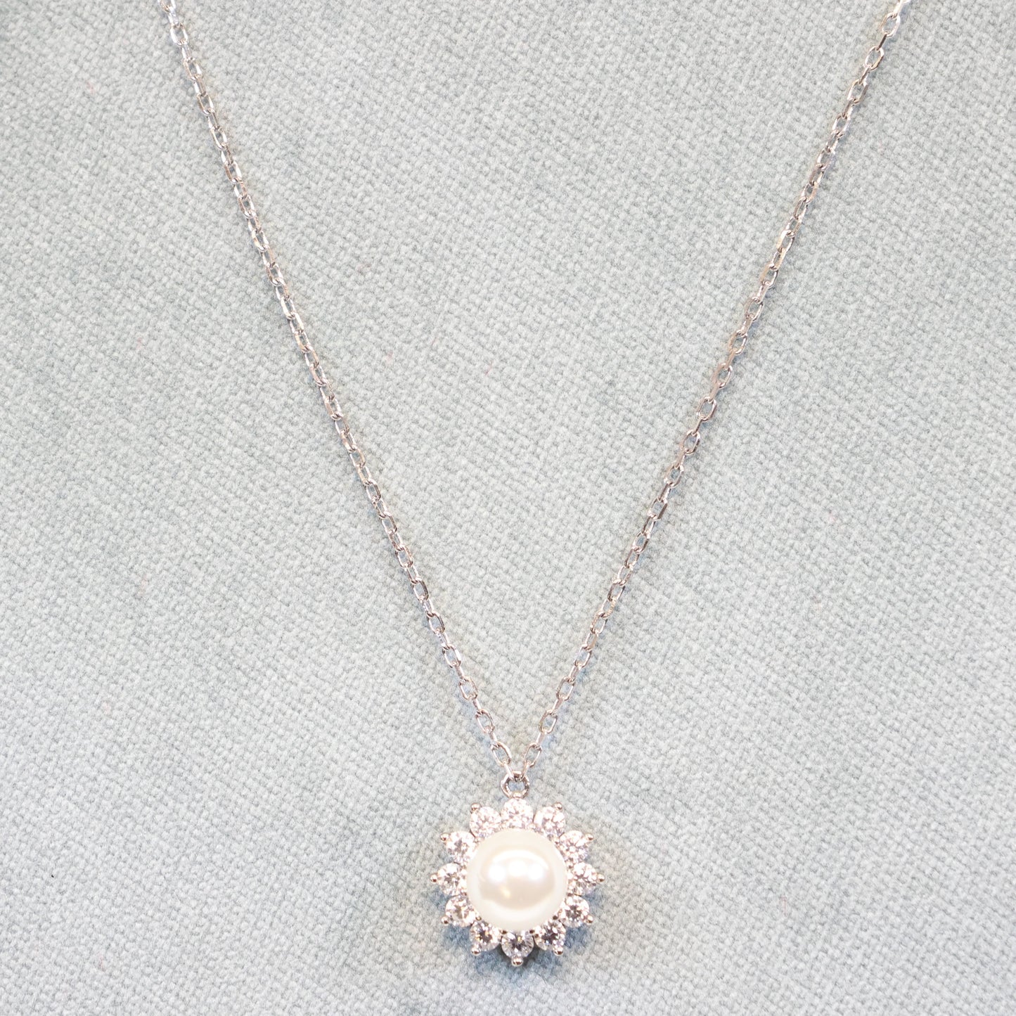 Naiomy silver zilveren ketting met Zirconium en Parel hanger N9H08