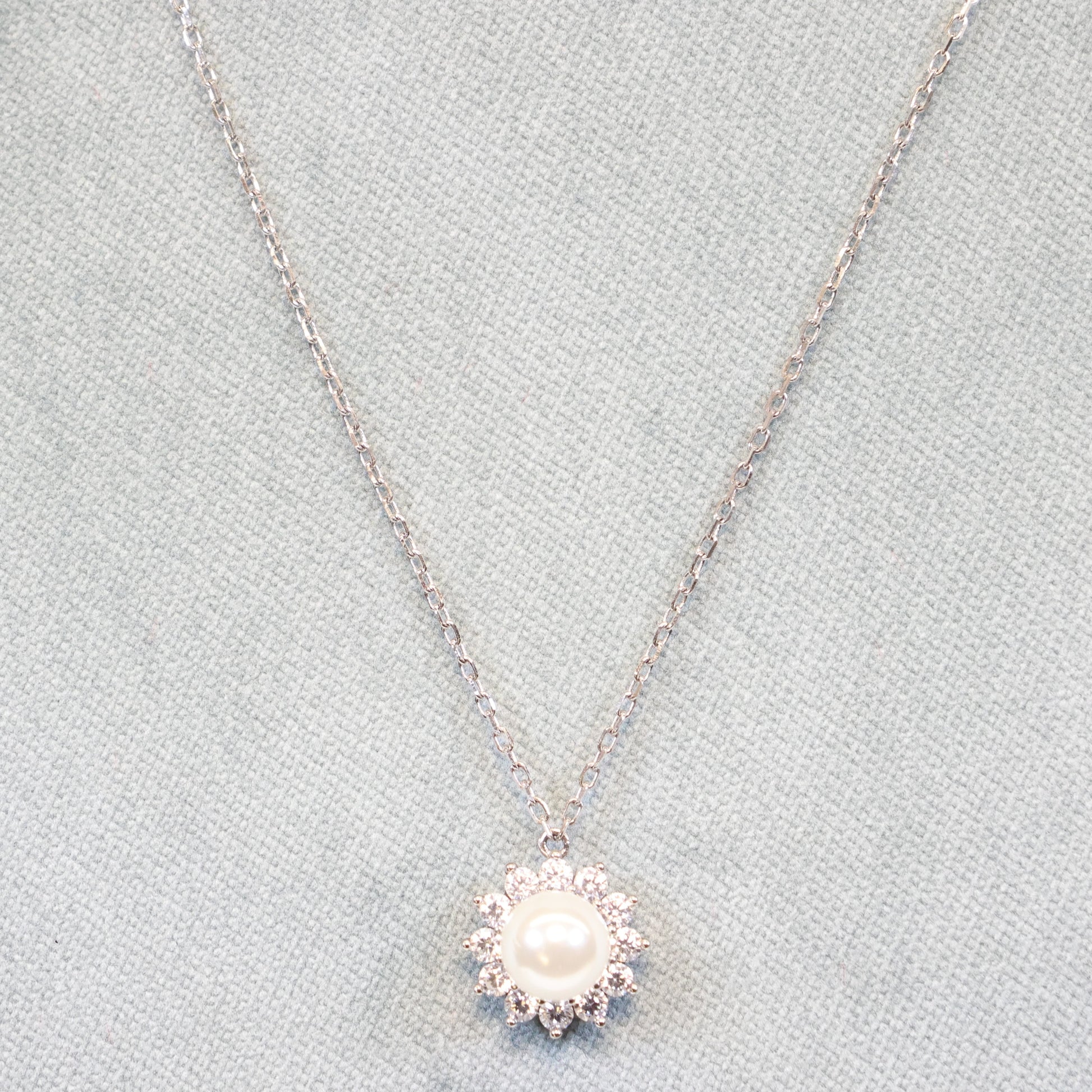 Naiomy silver zilveren ketting met Zirconium en Parel hanger N9H08