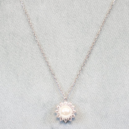 Naiomy silver zilveren ketting met Zirconium en Parel hanger N9H08