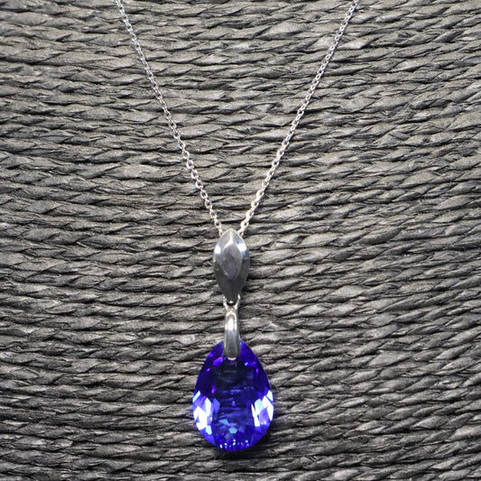 Spark zilveren ketting met blauwe Swarovski kristallen hanger NS643316SA