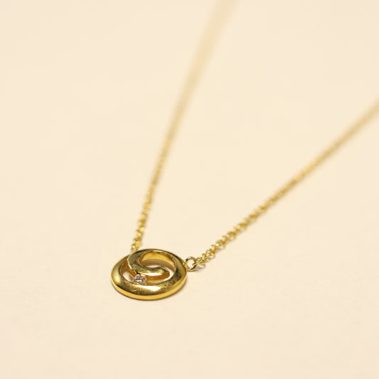 18kt geel gouden Ketting met tussenstuk met briljant 061022A
