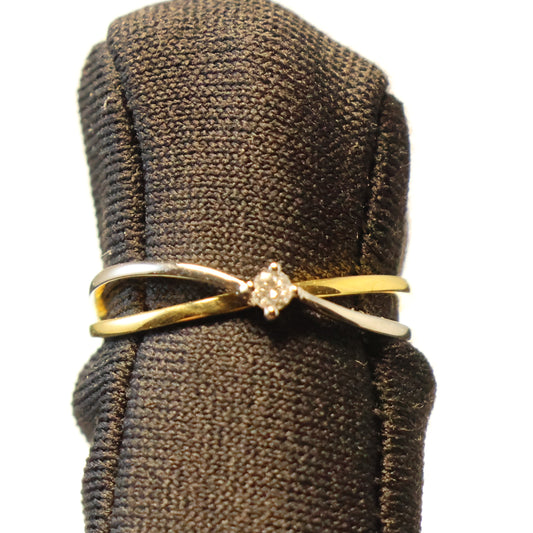 18KT geel en wit gouden ring met briljant 060261/A