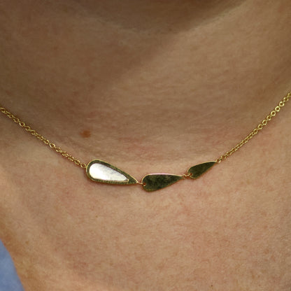 18KT geel gouden ketting met tussenstuk met parelmoer 066576/N