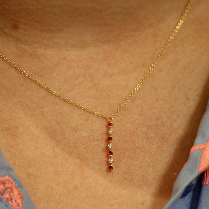 Ketting geel goud met tussenstuk met robijn 062297RA