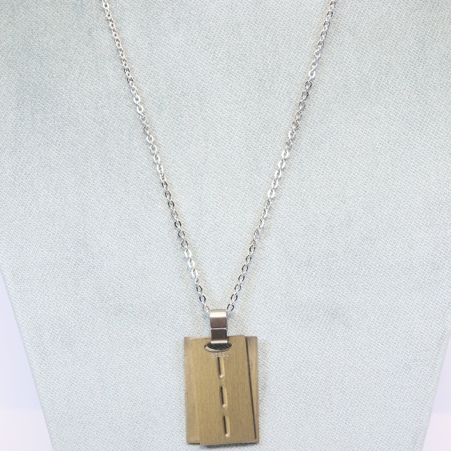 Stalen ketting heren met dubbel tag plaatje hanger 934305