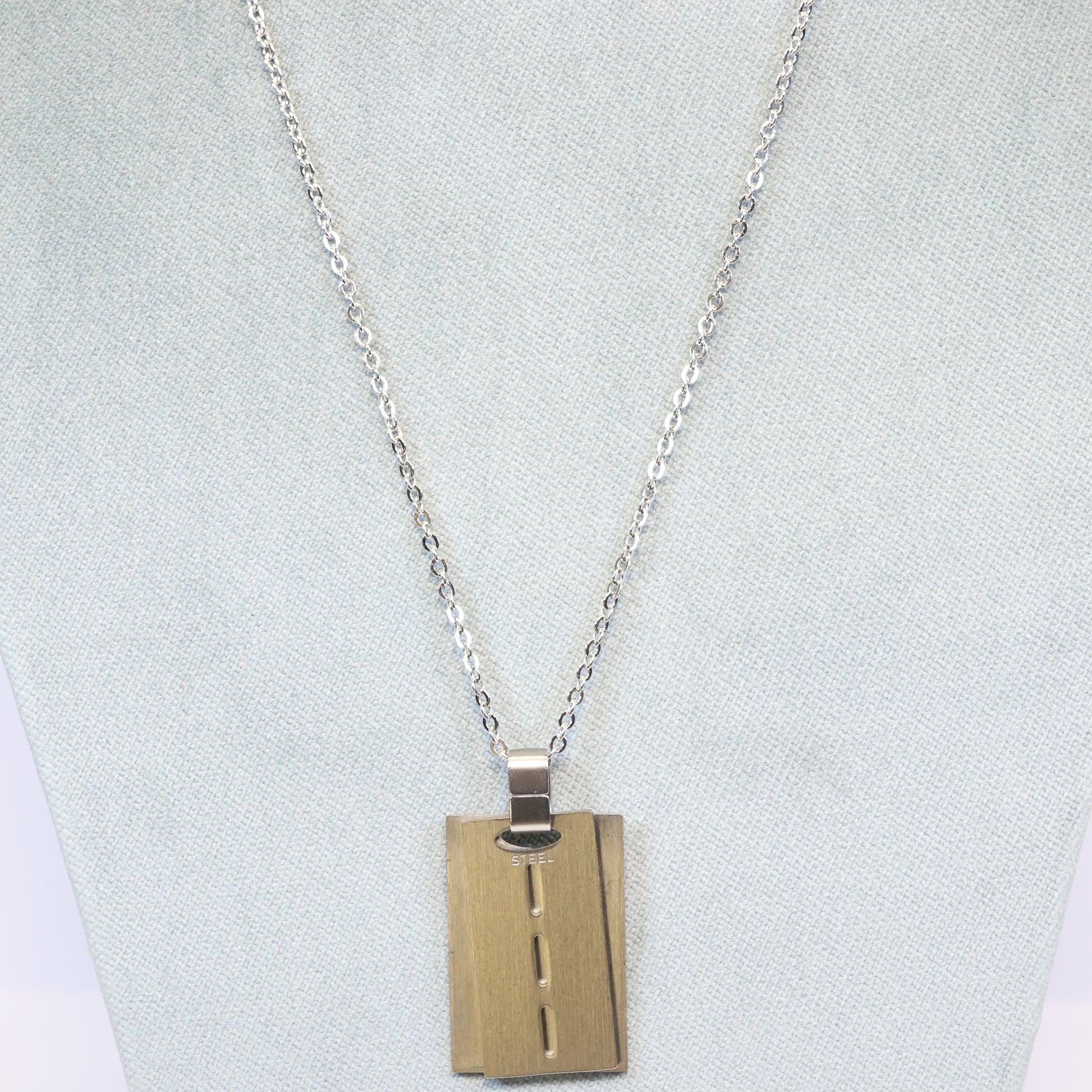 Stalen ketting heren met dubbel tag plaatje hanger 934305