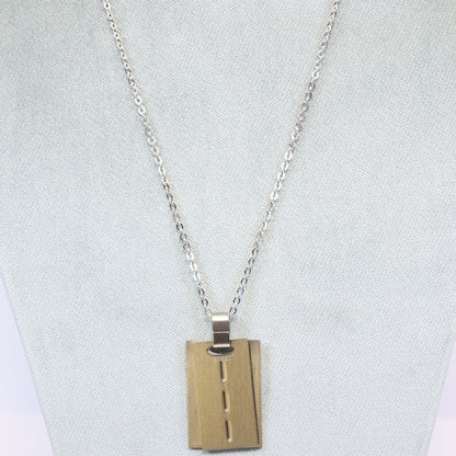 Stalen ketting heren met dubbel tag plaatje hanger 934305