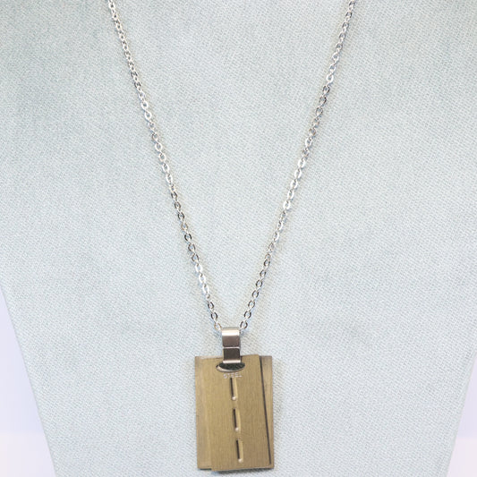 Stalen ketting heren met dubbel tag plaatje hanger 934305