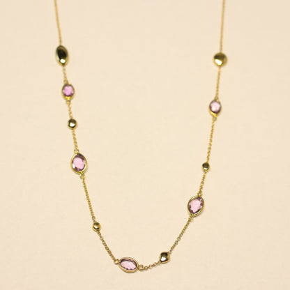 18kt geel gouden Ketting met kleurstenen 054836B