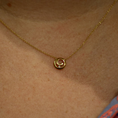 18kt geel gouden Ketting met tussenstuk met briljant 061022A