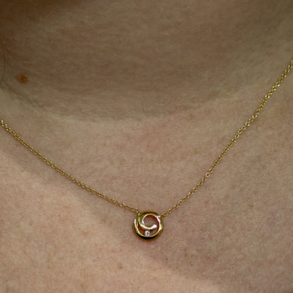 18kt geel gouden Ketting met tussenstuk met briljant 061022A