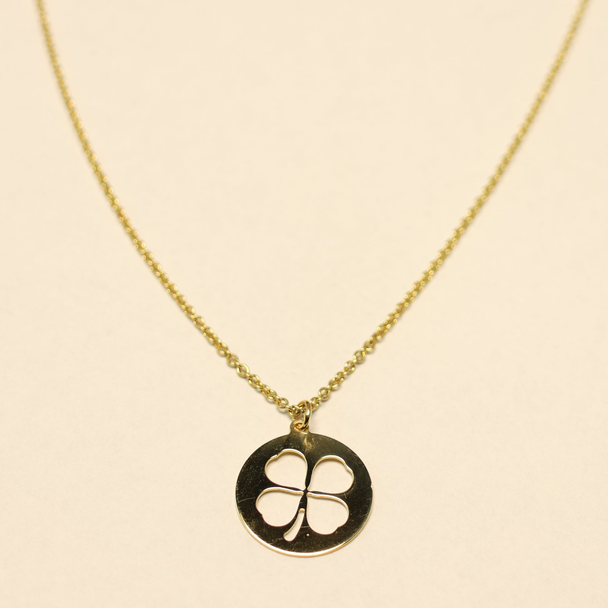 18KT gouden ketting met klavertje vier hanger 067082/42
