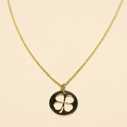 18KT gouden ketting met klavertje vier hanger 067082/42