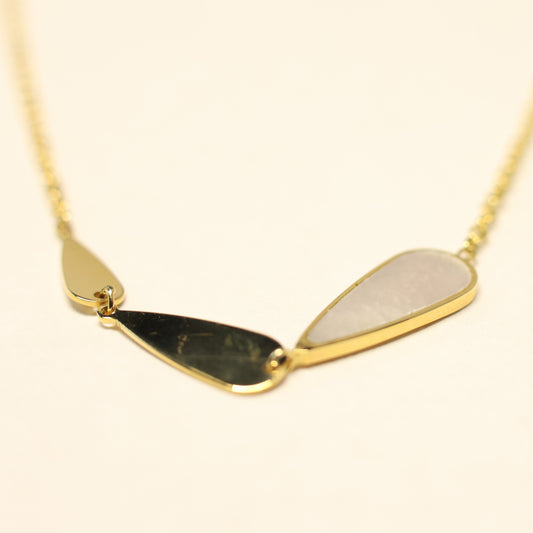 18KT geel gouden ketting met tussenstuk met parelmoer 066576/N