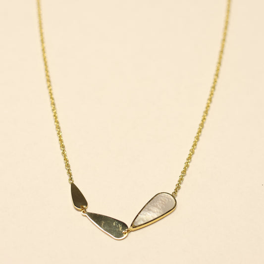 18KT geel gouden ketting met tussenstuk met parelmoer 066576/N