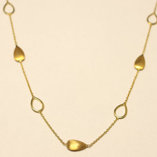 18kt geel gouden Ketting met druppel motief 059595/45