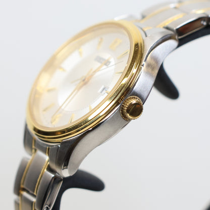 Seiko horloge dames SUR474P1 quartz date bicolor white dial