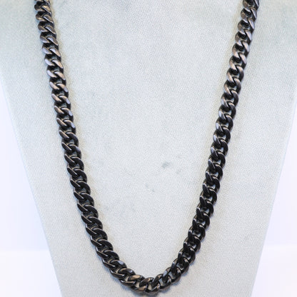 Zwarte Stalen ketting heren met 8mm matte schakels 380573