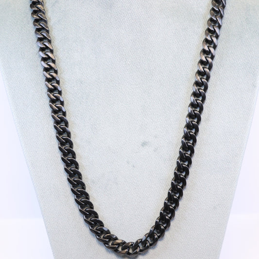 Zwarte Stalen ketting heren met 8mm matte schakels 380573
