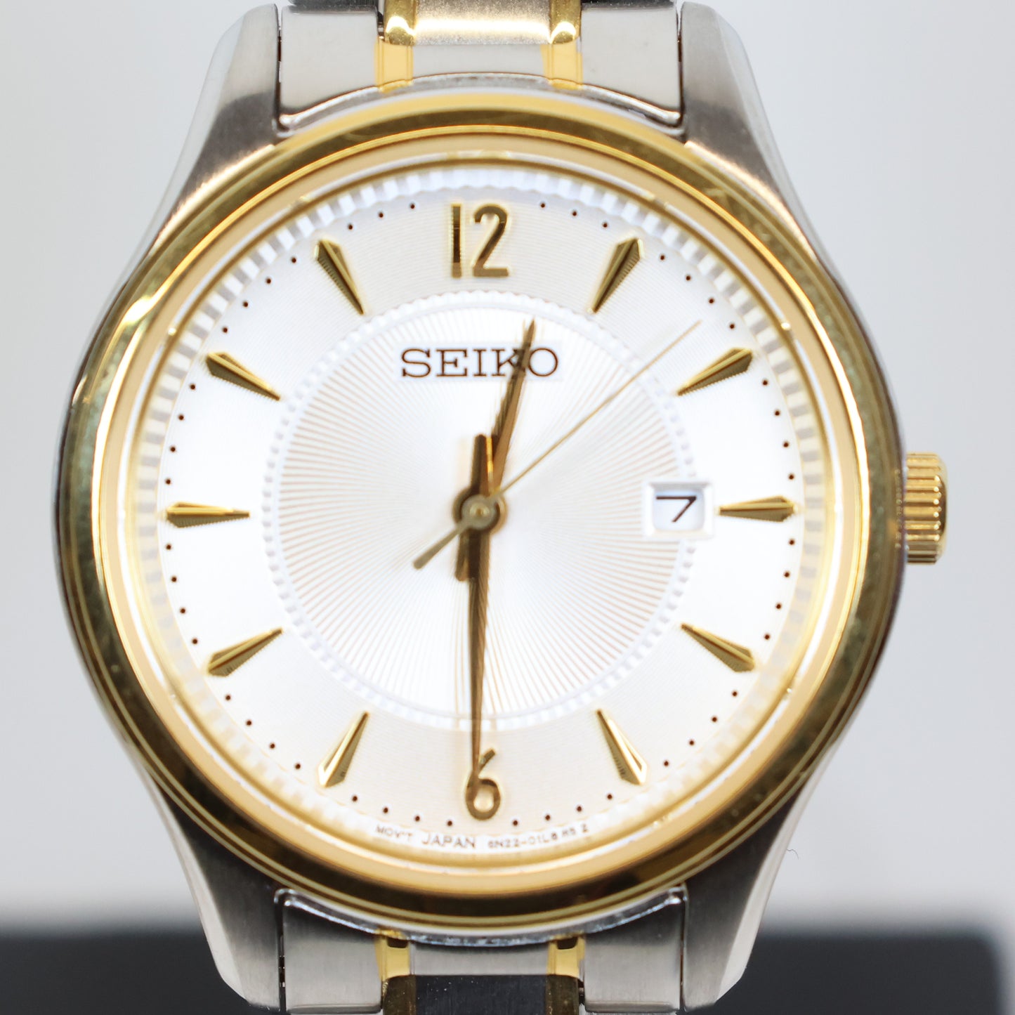 Seiko horloge dames SUR474P1 quartz date bicolor white dial