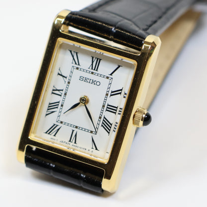 Seiko dameshorloge SWR108P1 square leren band white dial