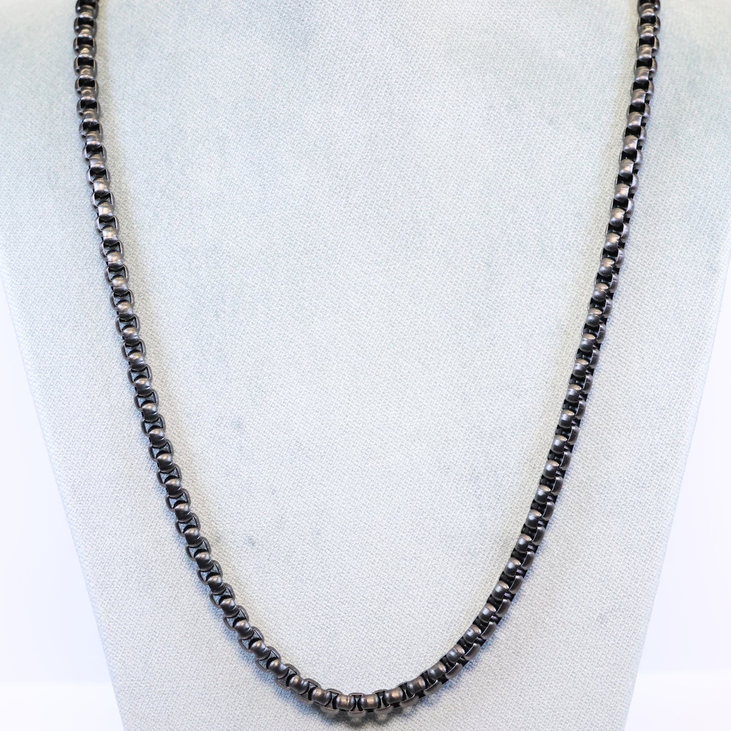 Zwarte Stalen ketting heren met 5mm matte schakels 763606