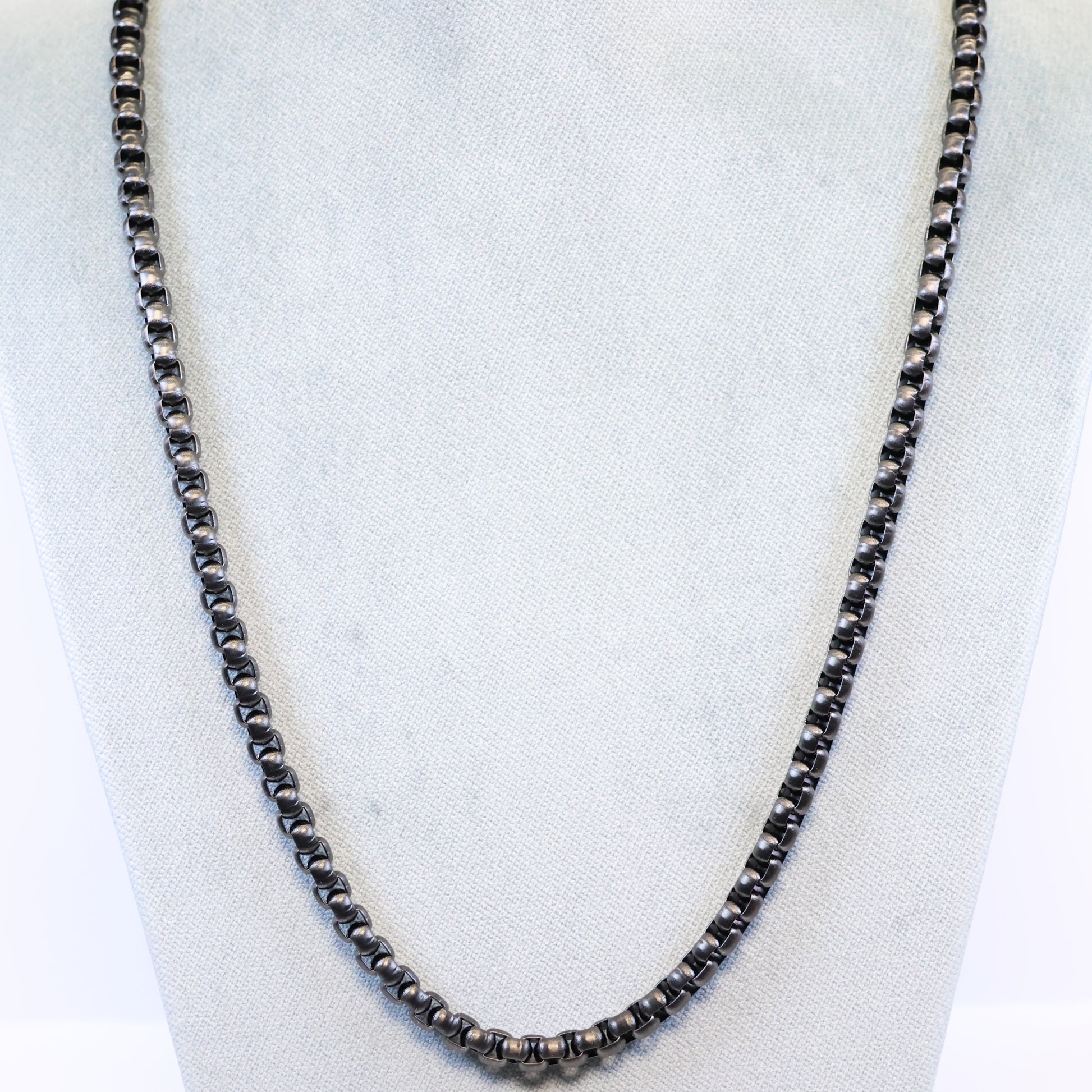 Zwarte Stalen ketting heren met 5mm matte schakels 763606