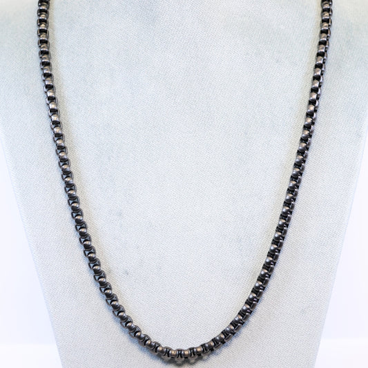 Zwarte Stalen ketting heren met 5mm matte schakels 763606