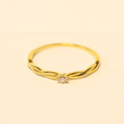 18KT geel gouden ring met briljant 91JH21A