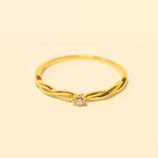 18KT geel gouden ring met briljant 91JH21A