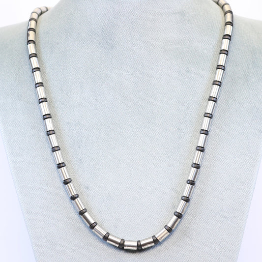 Stalen ketting heren met zwarte accenten 64641