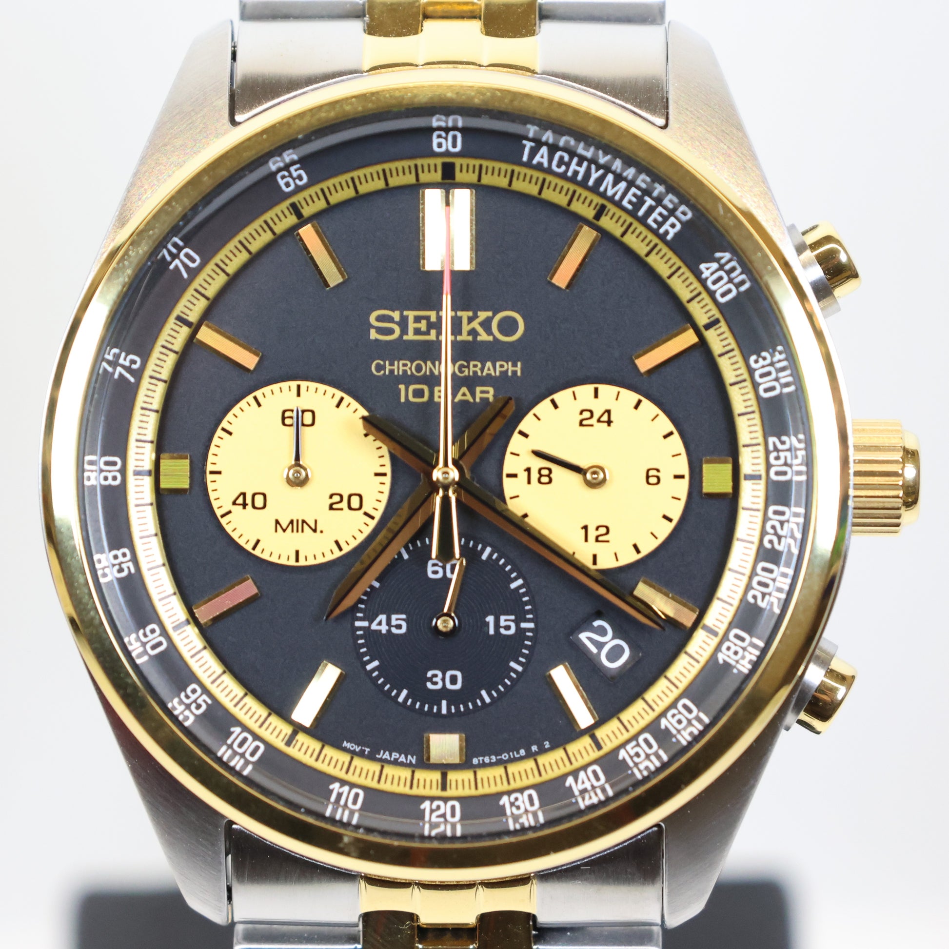 Seiko herenhorloge SSB430P1 quartz chrono bicolor black dial