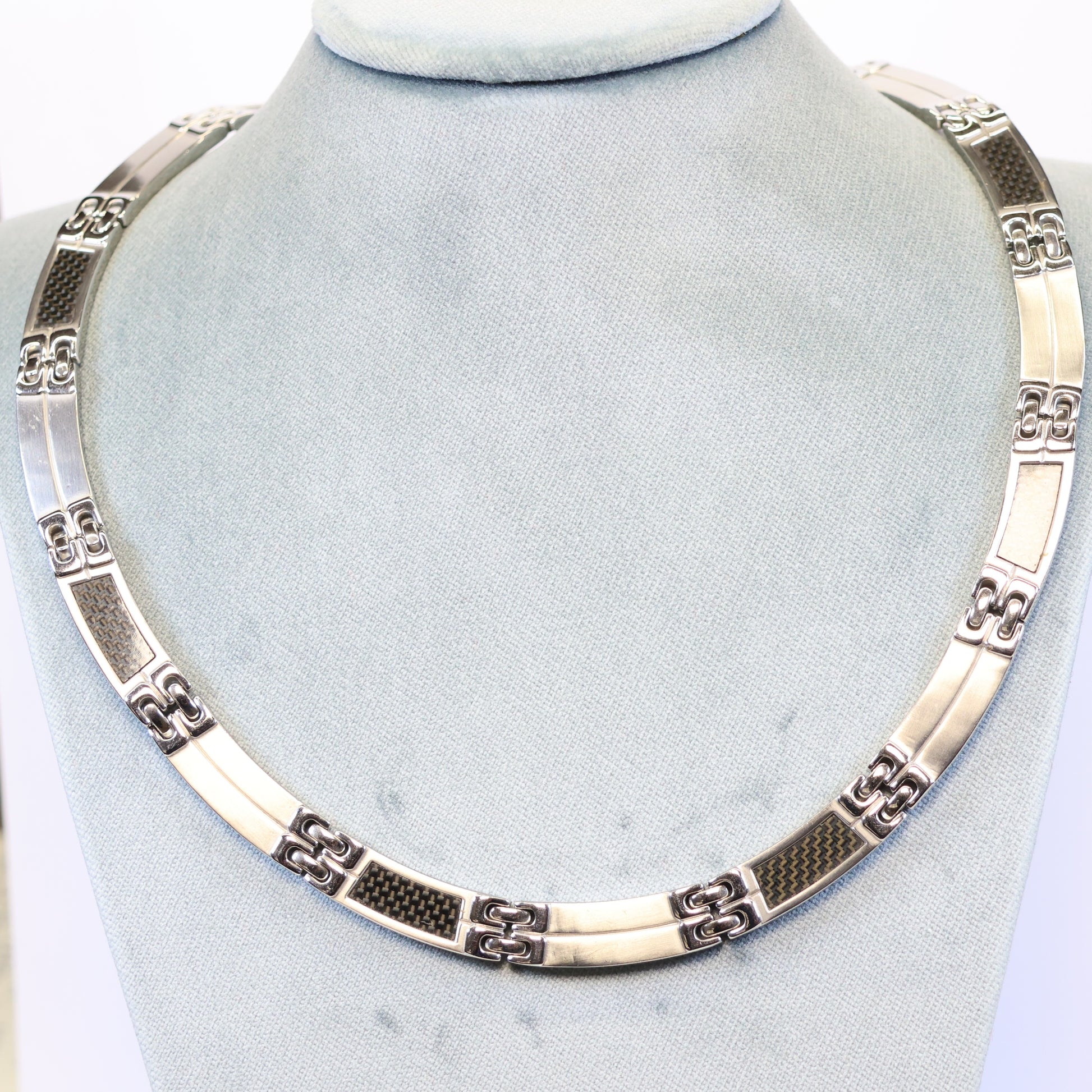 Bruce stalen ketting heren met carbon 393691