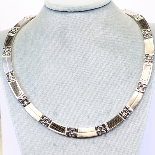 Bruce stalen ketting heren met carbon 393691