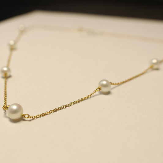 18KT geel gouden ketting met parel 058166P