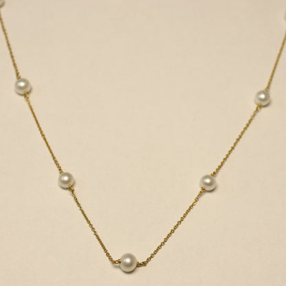 18KT geel gouden ketting met parel 058166P