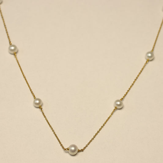 18KT geel gouden ketting met parel 058166P