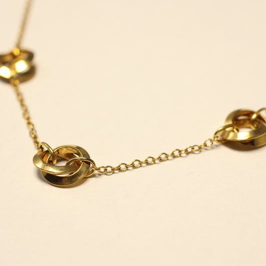 18kt geel gouden Ketting met tussenstukken 048319
